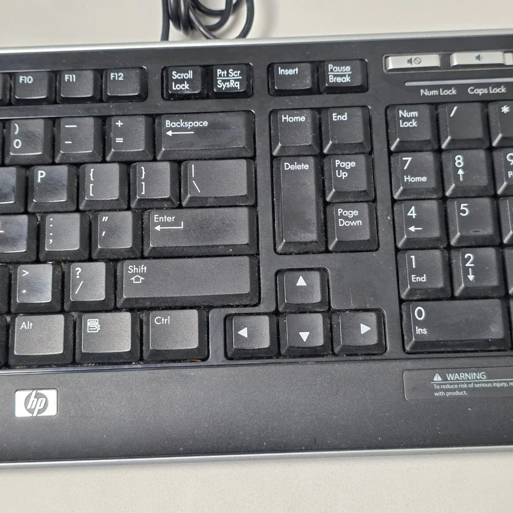HP 5335U USB Wired Gaming Computer Keyboard Volume Control Black 505060-371